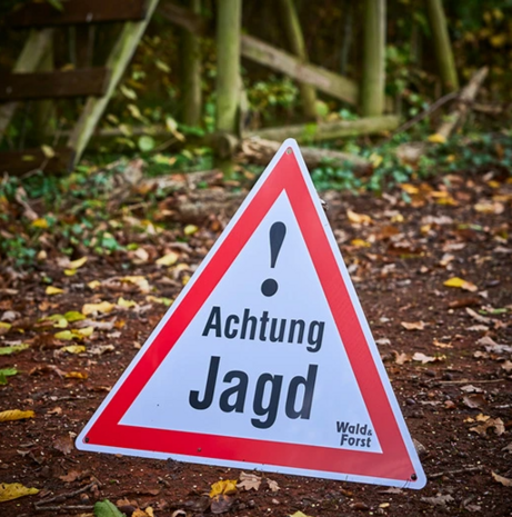 Gevarendriehoek "Achtung Jagd" 