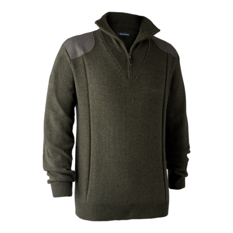 Deerhunter Sheffield Knit Trui met zip-neck Green Melange