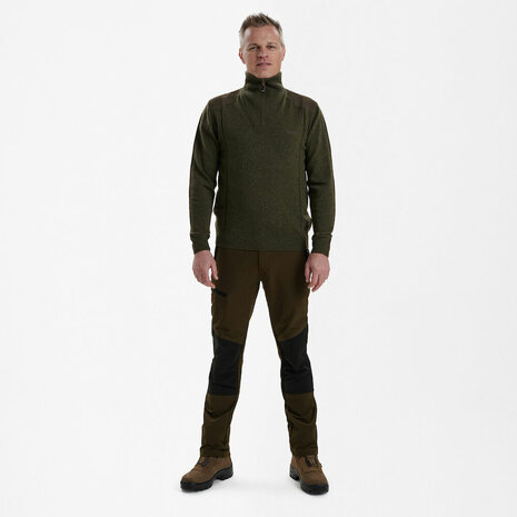 Deerhunter Sheffield Knit Trui met zip-neck Green Melange