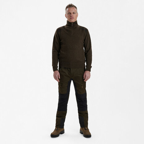 Deerhunter Sheffield Knit Trui met zip-neck Dark Elm