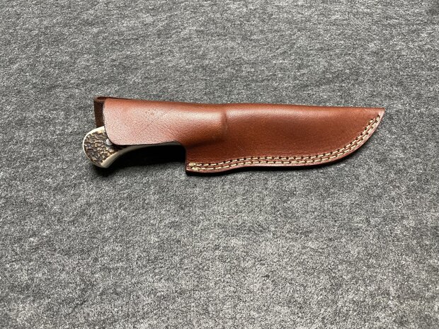 Waidmann Hunting Knife – Handmade with Stag Antler & Leather Sheath