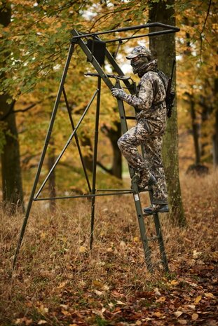 Opvouwbare aluminium vrij staande aanzit ladder met zitje