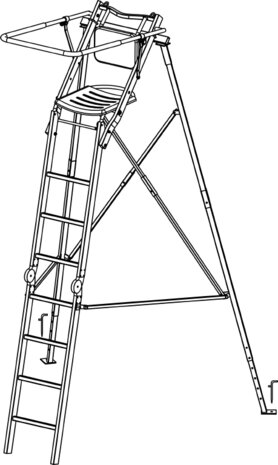 Opvouwbare aluminium vrij staande aanzit ladder met zitje