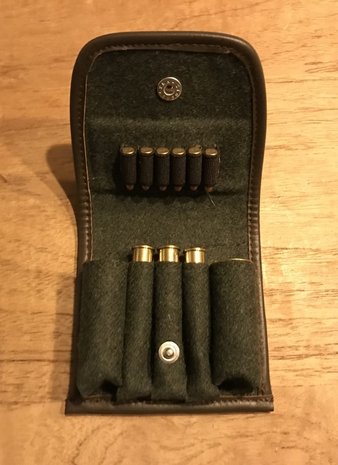 Leather bullet cartridges pocket, 2 Schrotpatronen, 3 Kugelpatronen und 6 Magnum