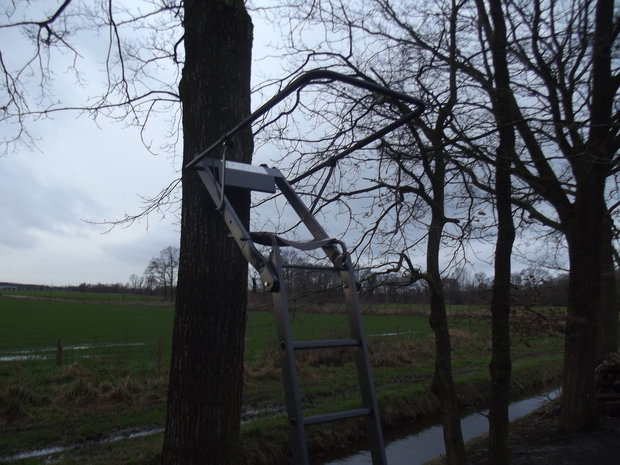 Opvouwbare aluminium aanzit ladder met zitje