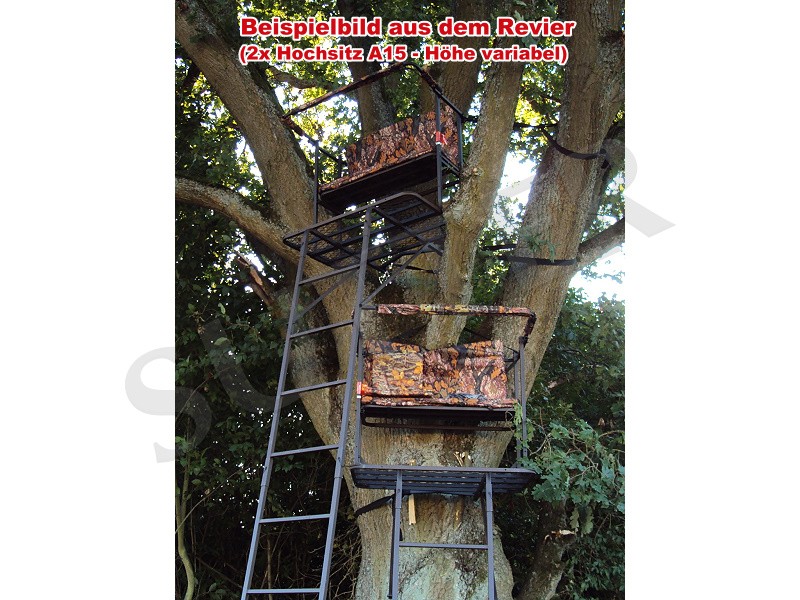 2,70m hoch anlehnbar Baum o.ä. voll ausgestattet Ansitzleiter Jagd Aluminium 