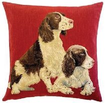 Gobelin Geweven Kussen 45x45 cm Springer Spaniel Rood Gobelin Geweven Kussen 45x45 cm Springer Spaniel Rood