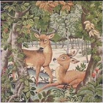 Gobelin Geweven Kussen 45x45 cm Herten Gobelin Geweven Kussen 45x45 cm Herten