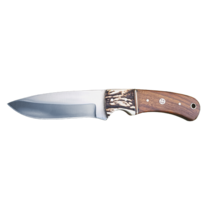 Couteau de chasse avec manche en bois et étui en cuir Couteau de chasse avec manche en bois et étui en cuir