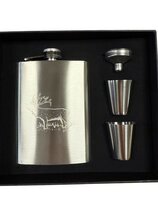 Rypo Hip Flask with Laser Engraved Deer 240ml (8oz) Rypo Hip Flask with Laser Engraved Deer 240ml (8oz)