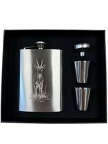 Rypo Hip Flask with Laser Engraved Rehbock 240ml (8oz) Rypo Hip Flask with Laser Engraved Rehbock 240ml (8oz)