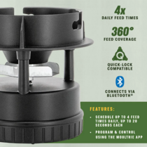 MOULTRIE All-in-one II Bluetooth Voerautomaat Mini met 4 voedertijden per dag instelbaar via display of Moultrie App