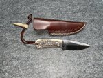 Waidmann-Hunting-Knife-Handmade-with-Stag-Antler-&amp;-Leather-Sheath